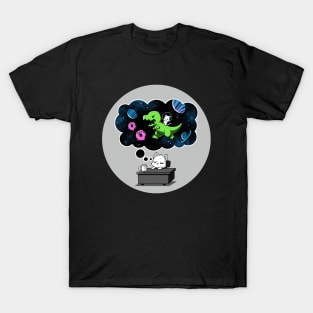 Cute Funny Cat Kitten Dreaming About Space Sarcastic Humor Quote animal Lover Artwork T-Shirt